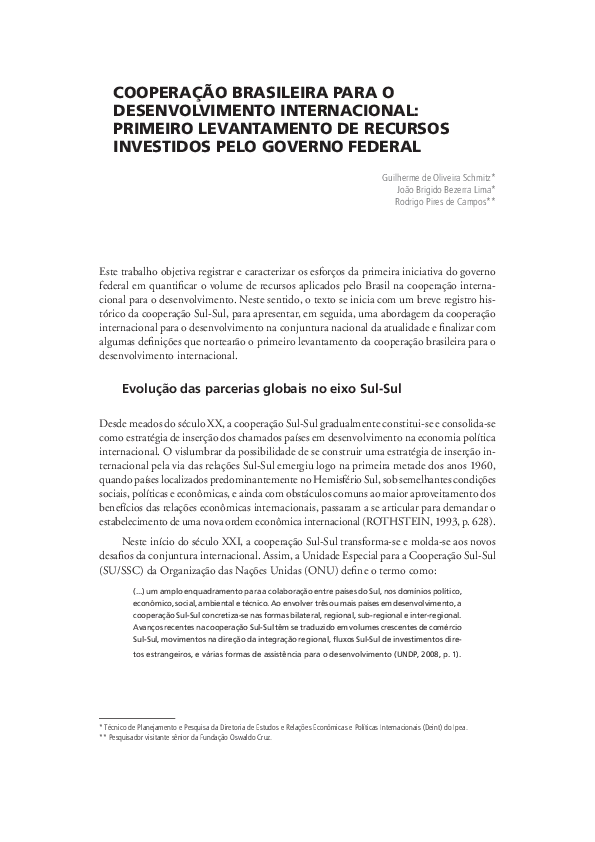 (PDF) Cooperação brasileira para o desenvolvimento internacional ...
