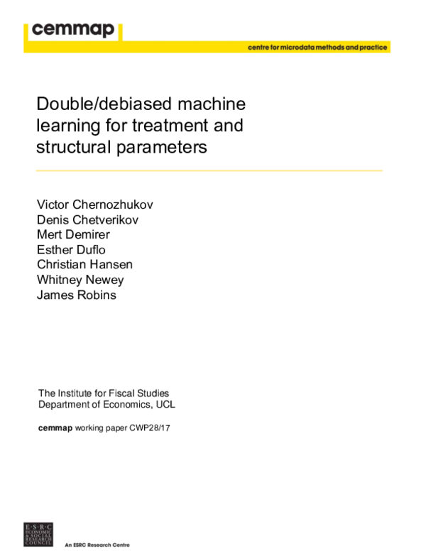 (PDF) Double/debiased machine learning for treatment and structural ...