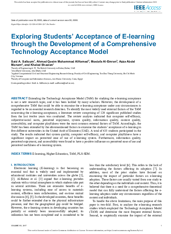 (PDF) Exploring Students’ Acceptance of E-learning through the ...