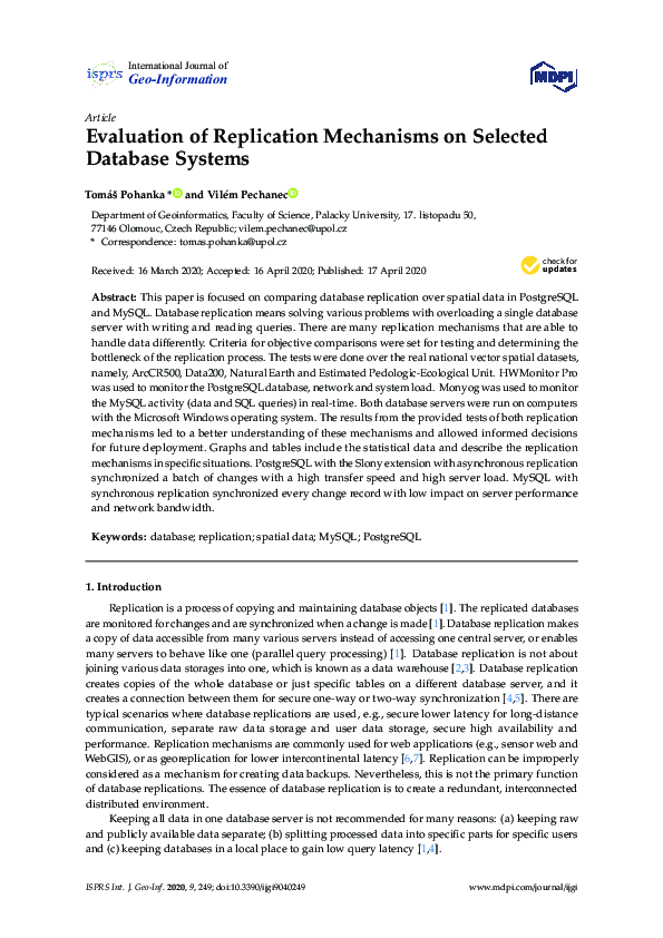 (PDF) Evaluation of Replication Mechanisms on Selected Database Systems