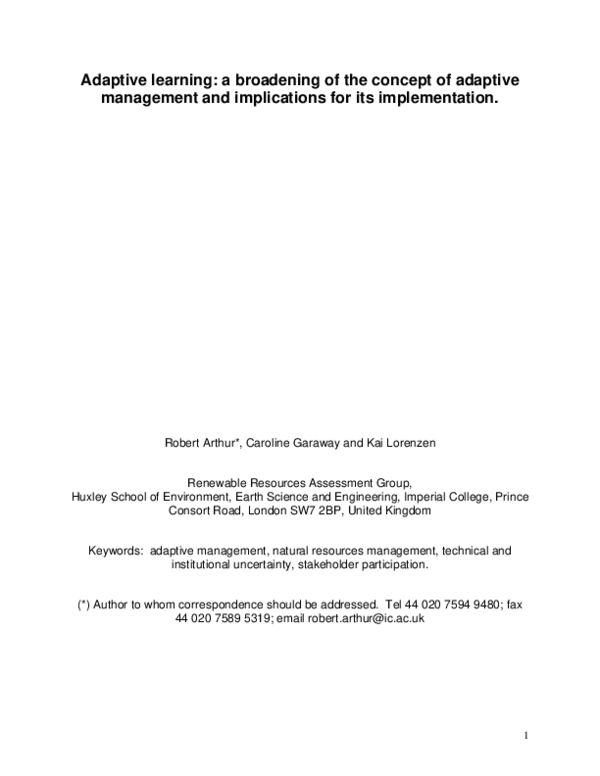 (PDF) Adaptive learning: a broadening of the concept of adaptive ...