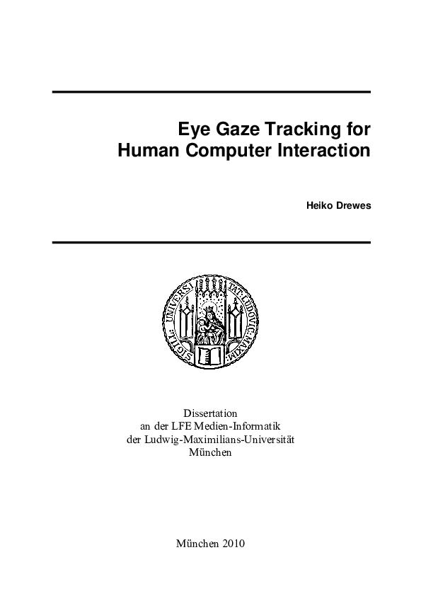 (PDF) Eye gaze tracking for human computer interaction