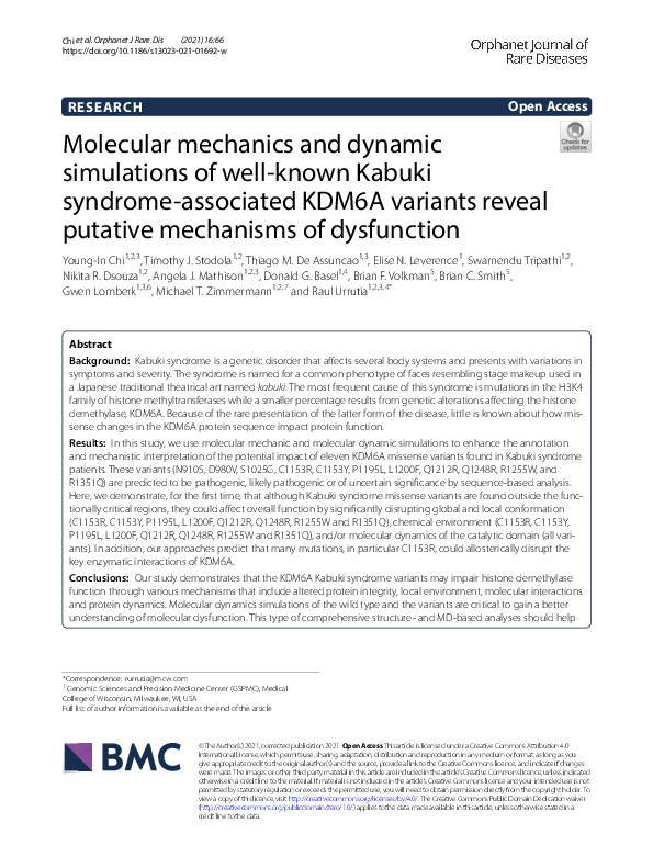 (PDF) Molecular mechanics and dynamic simulations of well-known Kabuki ...