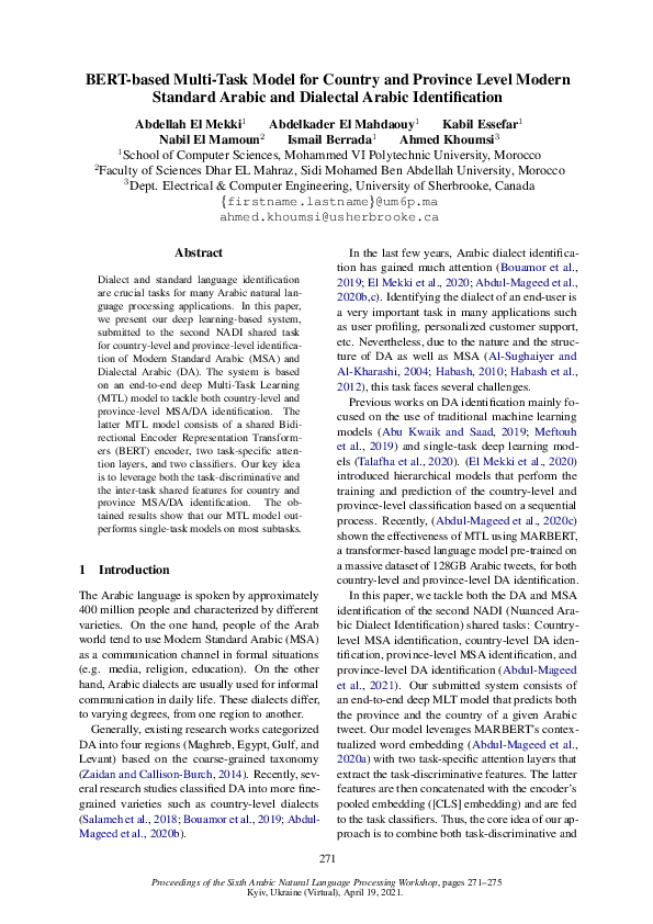 (PDF) BERT-based Multi-Task Model for Country and Province Level MSA ...