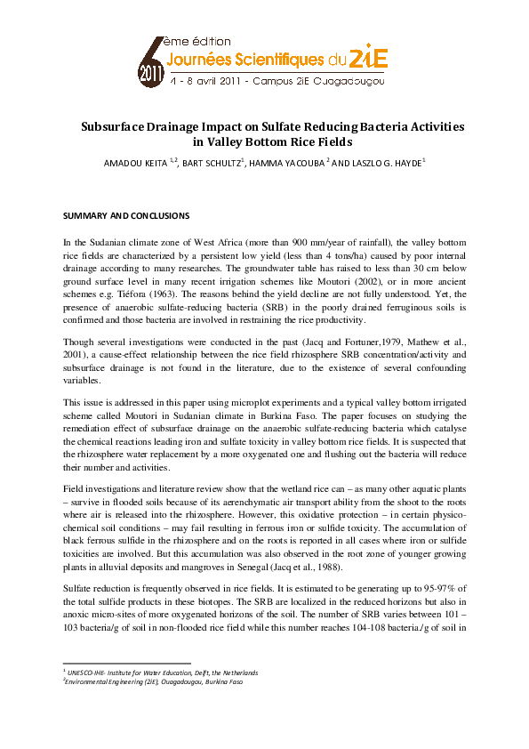(PDF) Subsurface Drainage Impact on Sulfate Reducing Bacteria ...