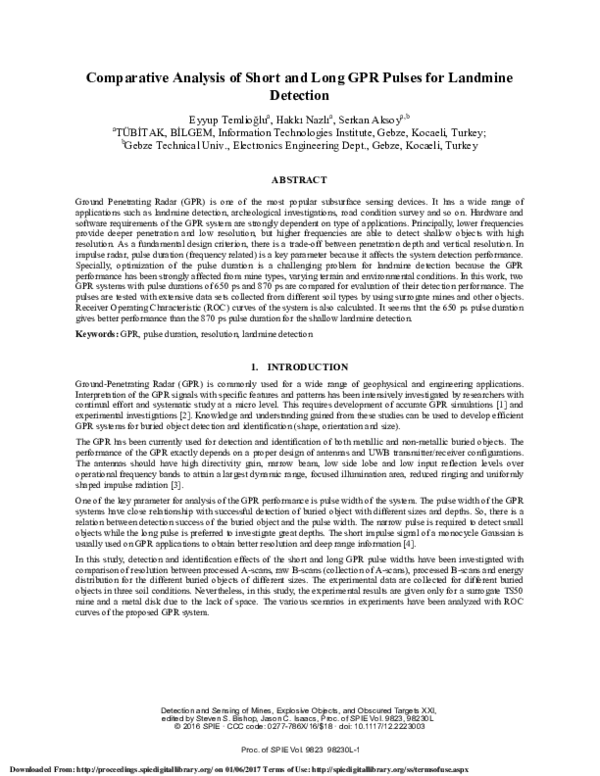 (PDF) Comparative analysis of short and long GPR pulses for landmine ...