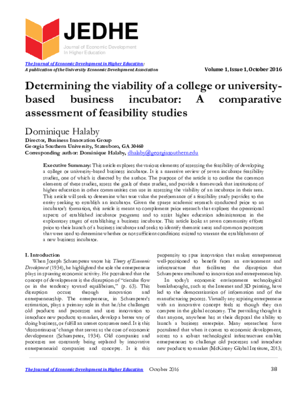 (PDF) Determining the viability of a college or university-based ...
