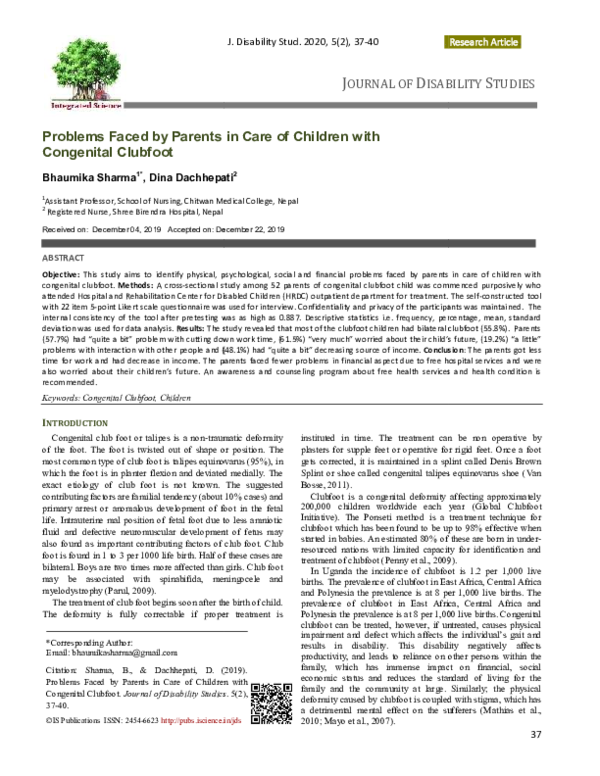 (PDF) Problems Faced by Parents in Care of Children with Congenital ...