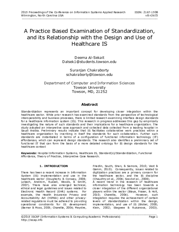(PDF) A Practice Based Examination of Standardization, and its ...