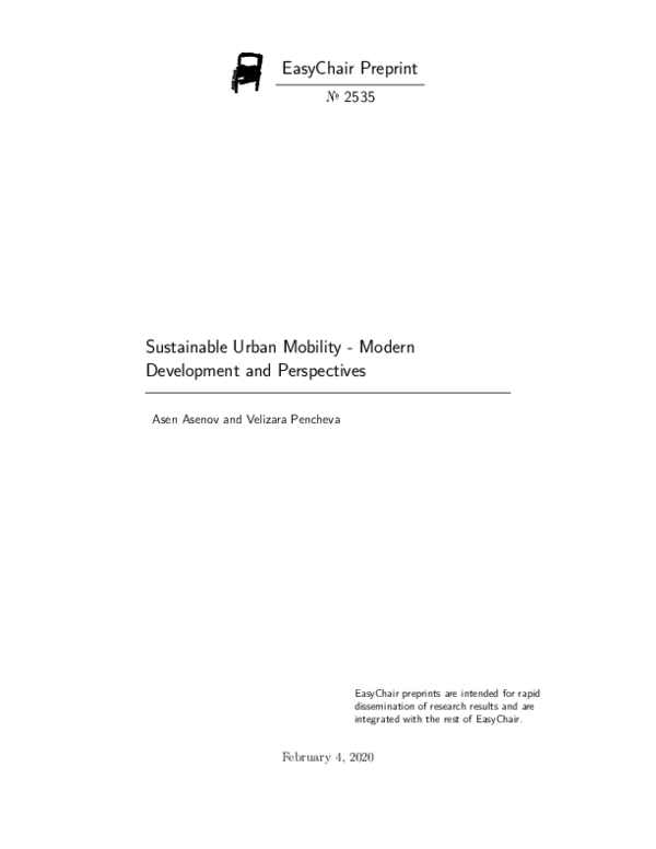 (PDF) Sustainable Urban Mobility - Modern Development and Perspectives