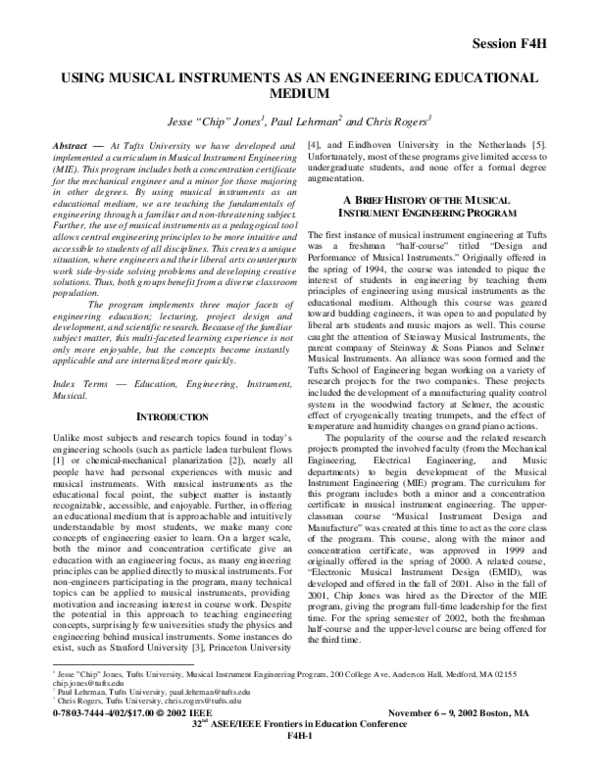 (PDF) Using Musical Instruments As An Engineering Educational Medium
