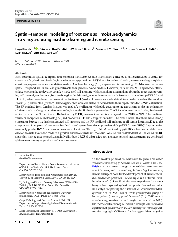 (PDF) Spatial–temporal modeling of root zone soil moisture dynamics in ...