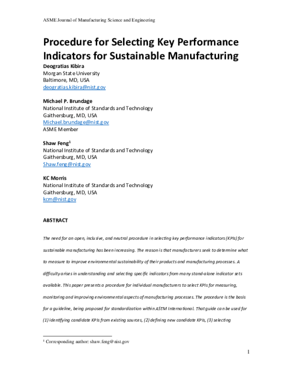 (PDF) Procedure for Selecting Key Performance Indicators for ...