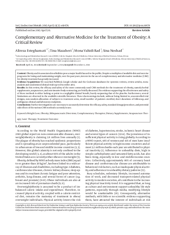 (PDF) Complementary and Alternative Medicine for the Treatment of ...