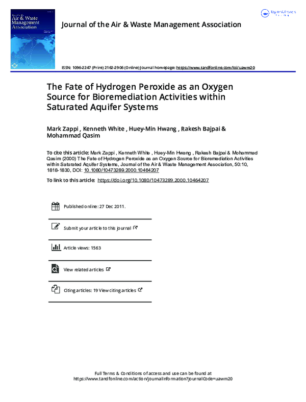 (PDF) The Fate of Hydrogen Peroxide as an Oxygen Source for ...