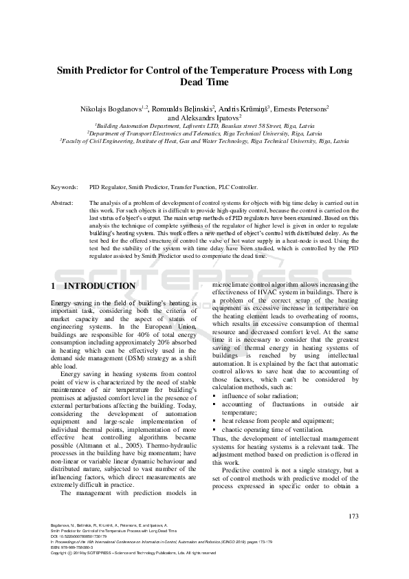 (PDF) Smith Predictor for Control of the Temperature Process with Long ...