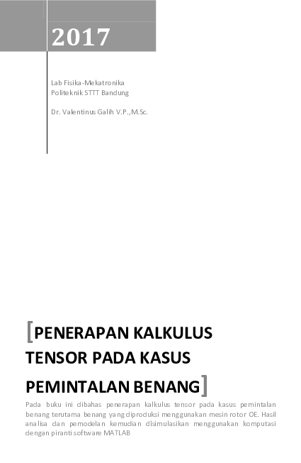 (PDF) Kalkulus Tensor dan Penerapannya pada Pemintalan benang