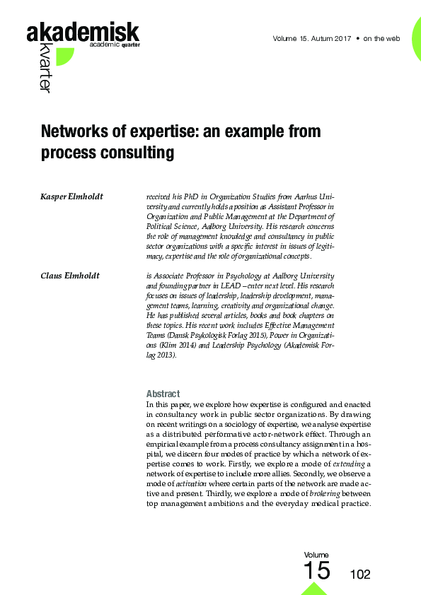 (PDF) Networks of expertise: an example from process consulting