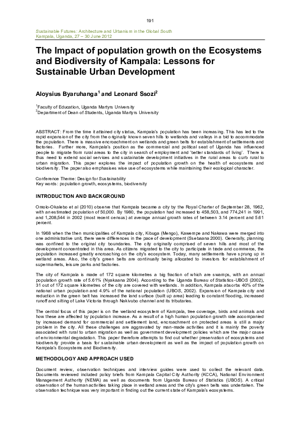 (PDF) The Impact of population growth on the Ecosystems and ...