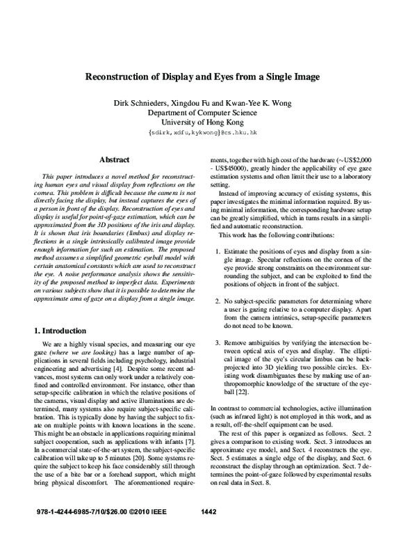 (PDF) Reconstruction of display and eyes from a single image