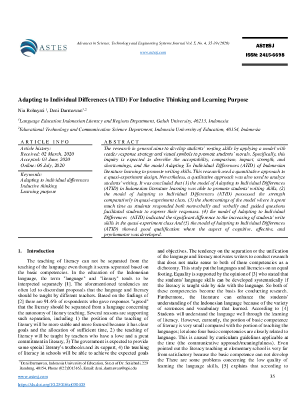 (PDF) Adapting to Individual Differences (ATID) For Inductive Thinking ...
