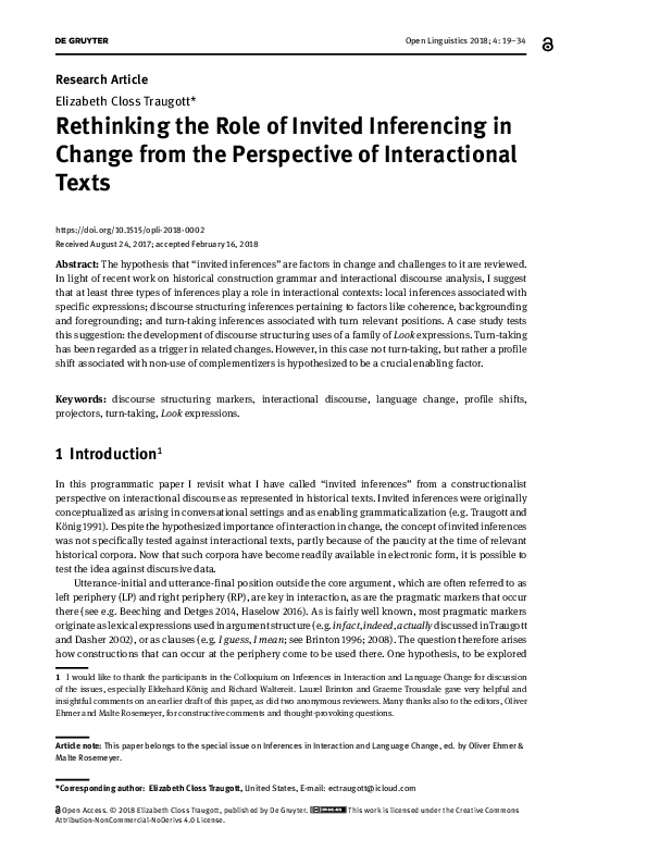 (PDF) Rethinking the Role of Invited Inferencing in Change from the ...