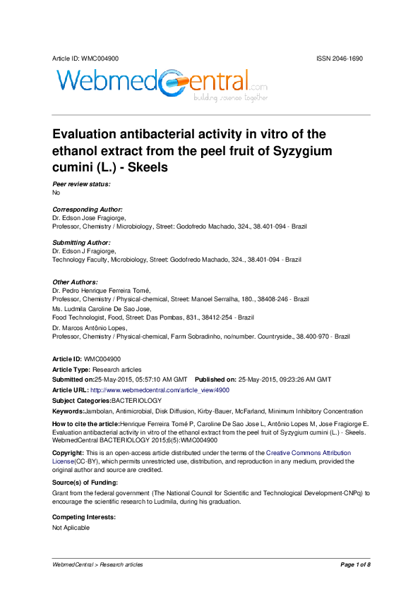 (PDF) Evaluation antibacterial activity in vitro of the ethanol extract ...