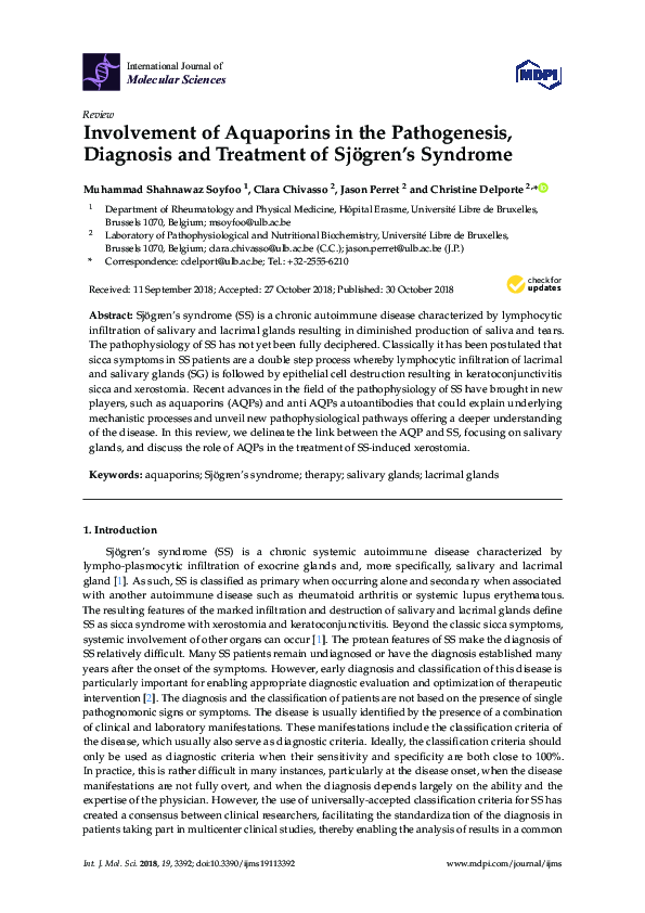 (PDF) Involvement of Aquaporins in the Pathogenesis, Diagnosis and ...