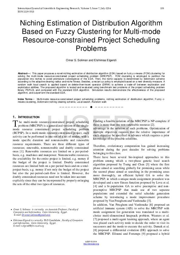(PDF) Niching Estimation of Distribution Algorithm Based on Fuzzy ...