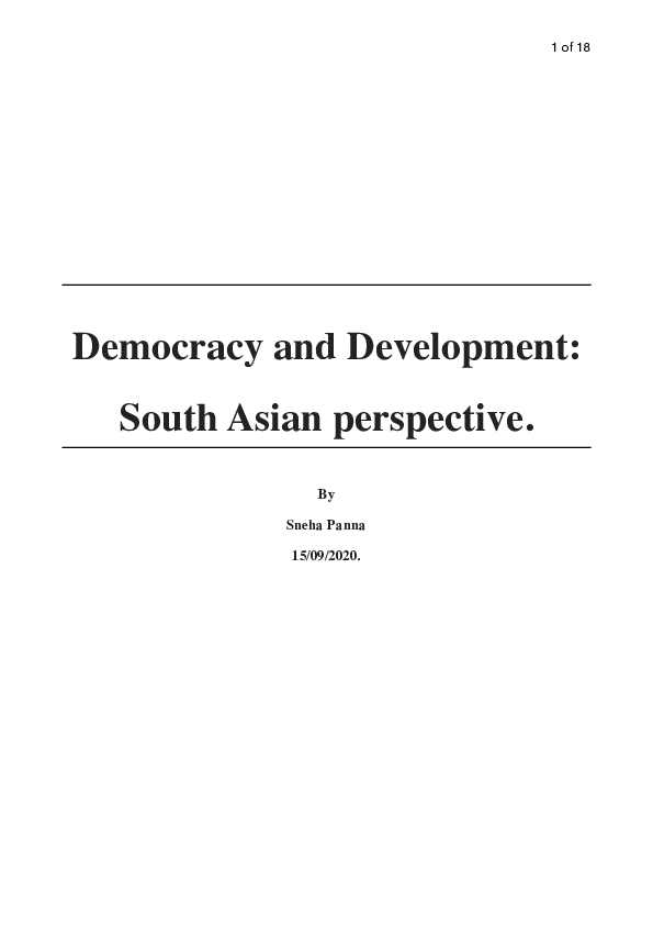 (PDF) Democracy and Development: South Asian perspective.