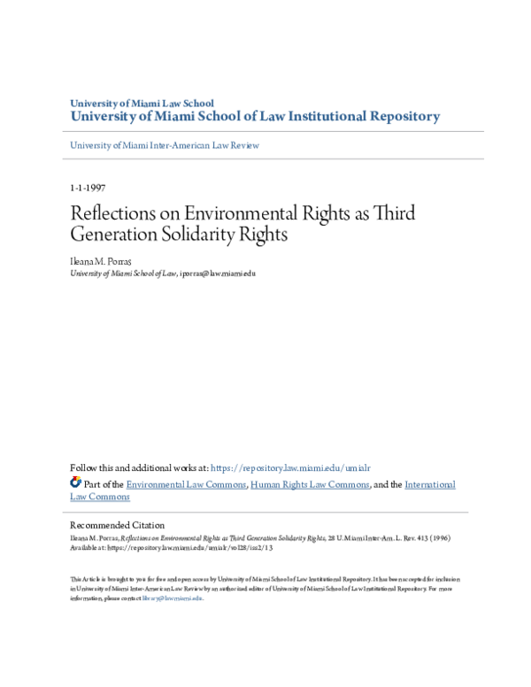 (PDF) Reflections on Environmental Rights as Third Generation ...