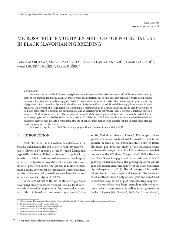 (PDF) Microsatellite multiplex method for potential use in Black ...