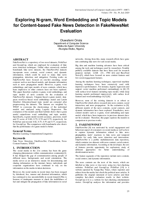 (PDF) Exploring N-gram, Word Embedding and Topic Models for Content ...