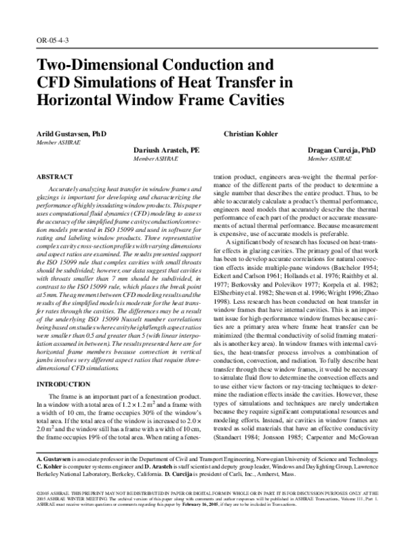 (PDF) Two-Dimension Conduction and CFD Simulations for Heat Transfer ...