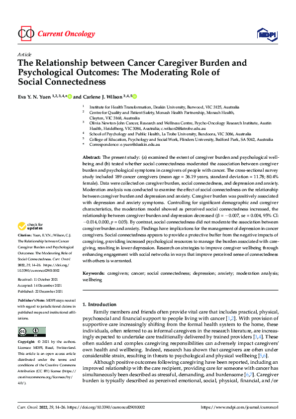 (PDF) The Relationship between Cancer Caregiver Burden and ...
