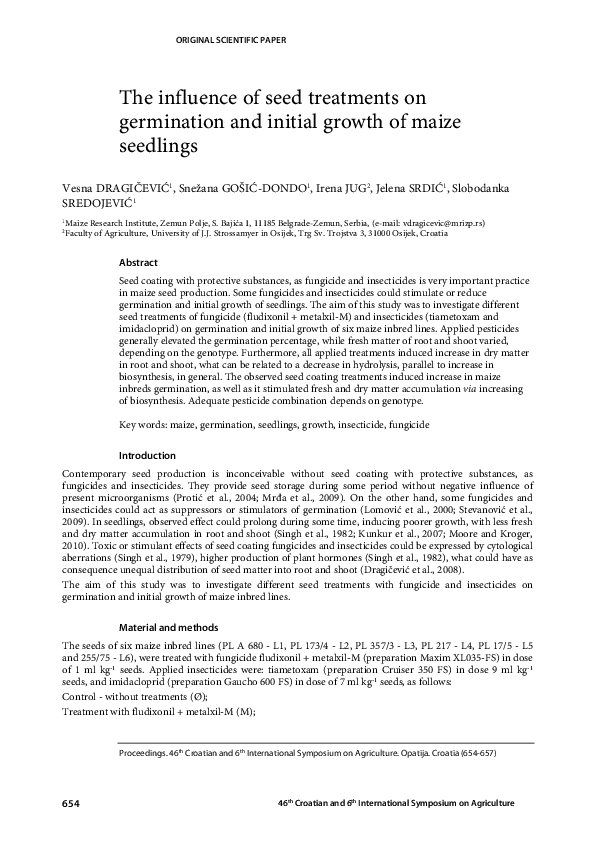(PDF) The influence of seed treatments on germination and initial ...
