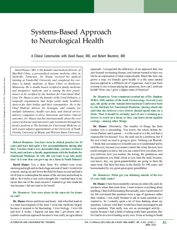 (PDF) Systems-Based Approach to Neurological Health