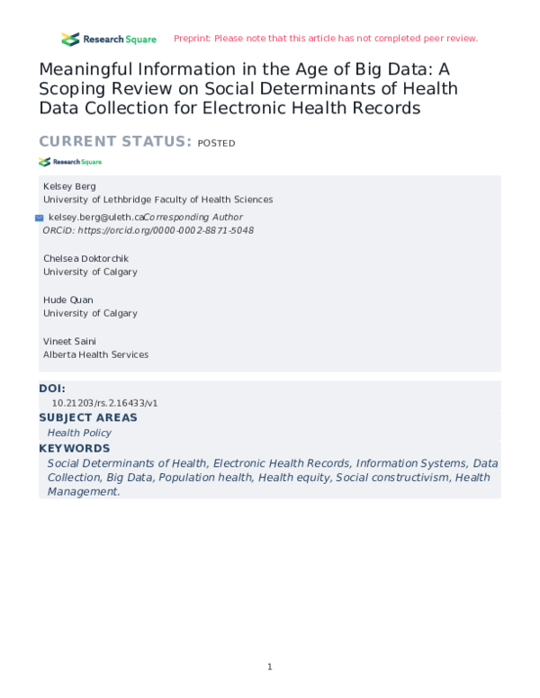 (PDF) Meaningful Information in the Age of Big Data: A Scoping Review ...