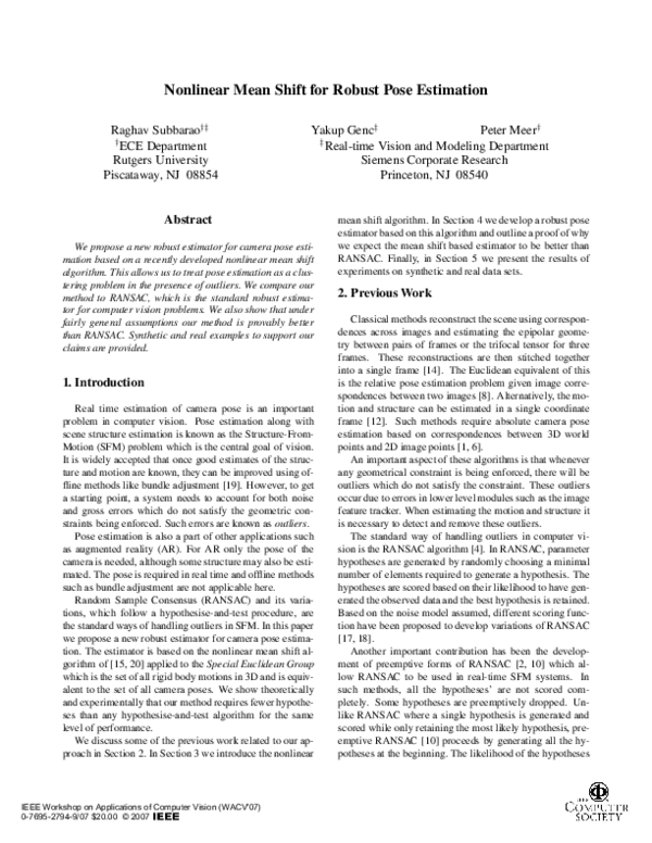 (PDF) Nonlinear Mean Shift for Robust Pose Estimation