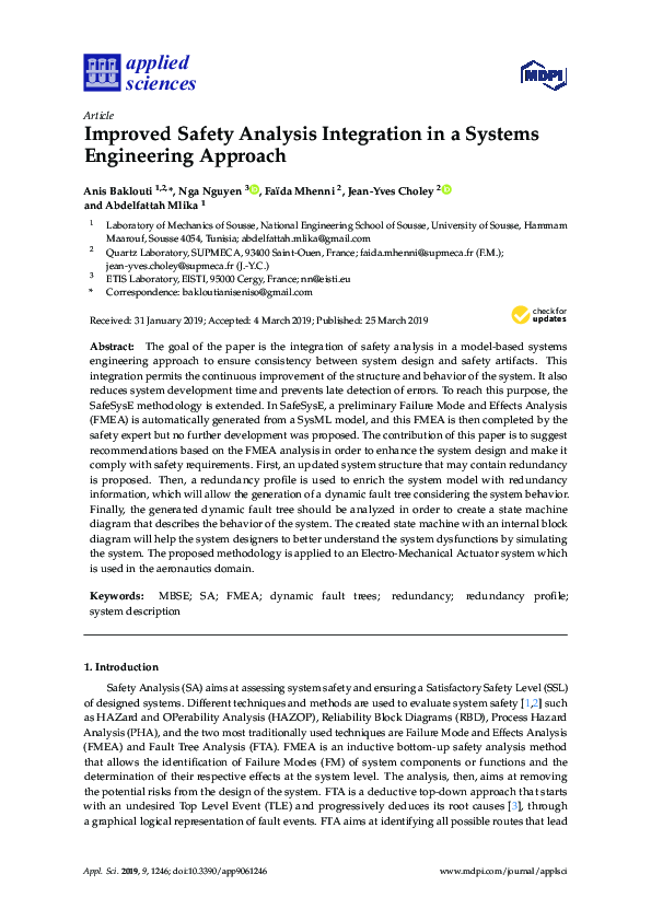 (PDF) Improved Safety Analysis Integration in a Systems Engineering ...