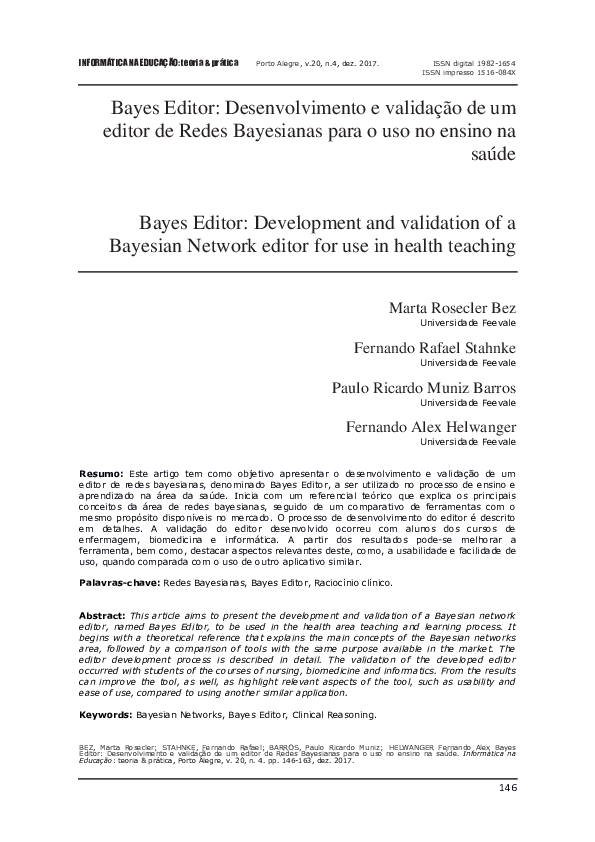 (PDF) Bayes Editor: Desenvolvimento e validação de um editor de Redes ...