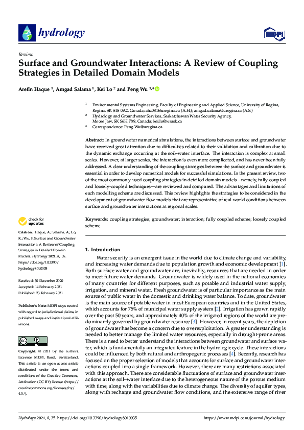 (PDF) Surface and Groundwater Interactions: A Review of Coupling ...