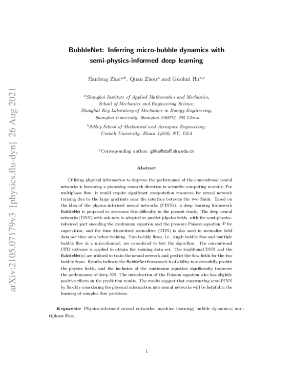(PDF) Inferring micro-bubble dynamics with physics-informed deep learning
