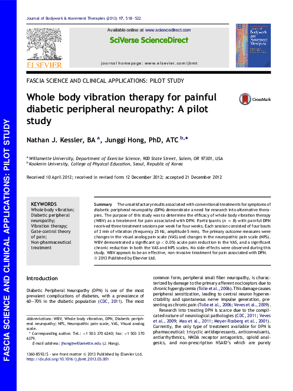 (PDF) Whole body vibration therapy for painful diabetic peripheral