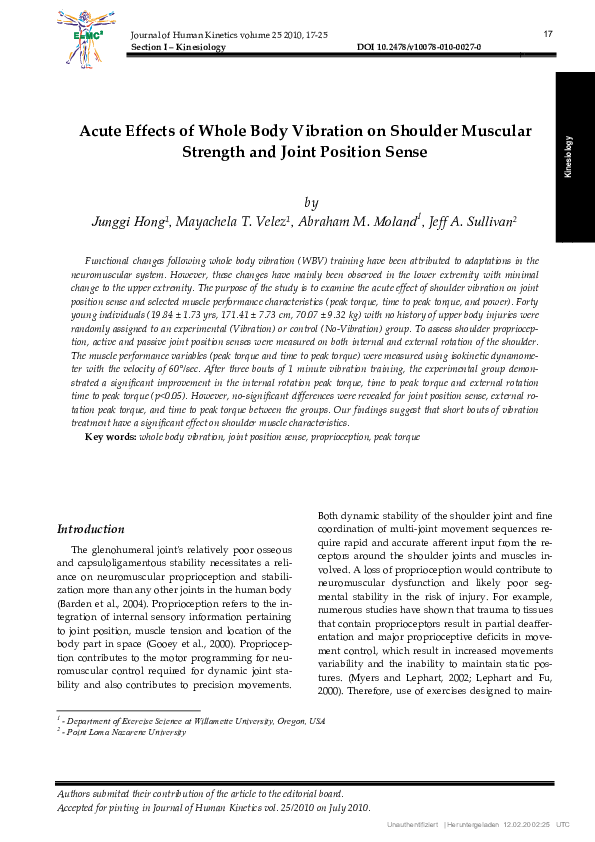 (PDF) Acute Effects of Whole Body Vibration on Shoulder Muscular ...