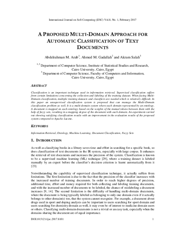 (PDF) A Proposed Multi-Domain Approach for Automatic Classification of ...