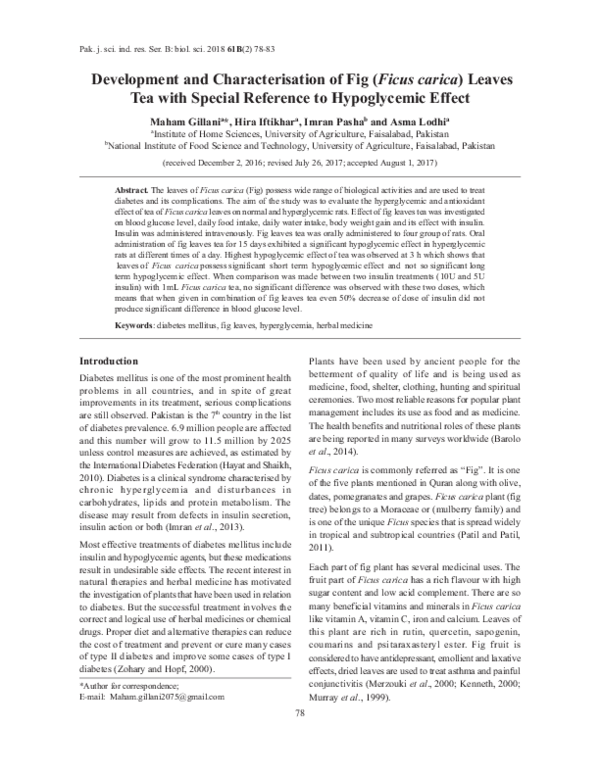 (PDF) Development and Characterisation of Fig (Ficus carica) Leaves Tea ...