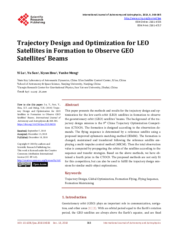 (PDF) Trajectory Design and Optimization for LEO Satellites in ...