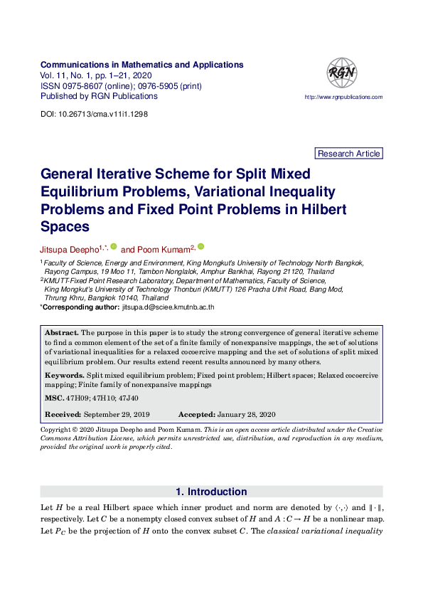 (PDF) General Iterative Scheme for Split Mixed Equilibrium Problems ...