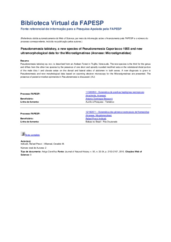 (PDF) Pseudonemesia tabiskey, a new species of Pseudonemesia Caporiacco ...